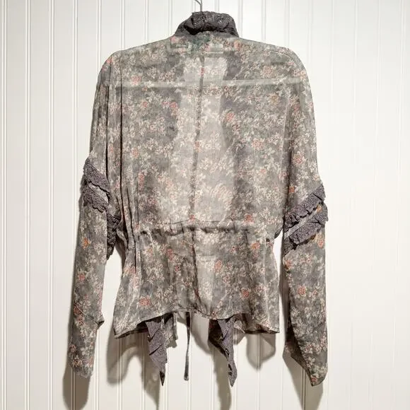 Jaded Gypsy Garden Romance Jacket Floral Chiffon Lace Boho Festival One Size - Picture 9 of 9